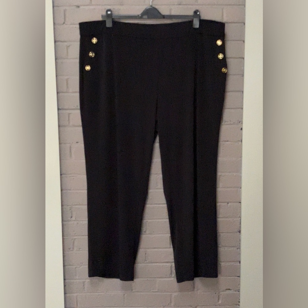 Susan Graver black double sided button front pants 3X